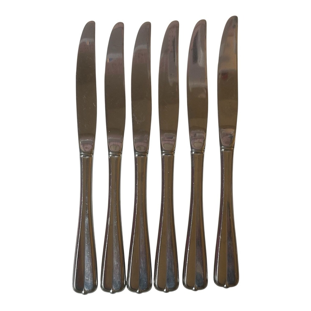 Vintage Oneida USA Gala Impulse Stainless Glossy Dinner Knives Set Of 6 Flatware